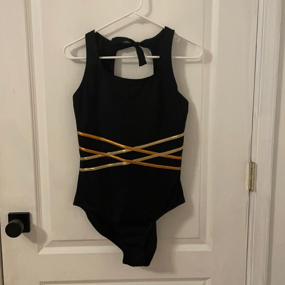 Islander Black Metallic Striped One Piece